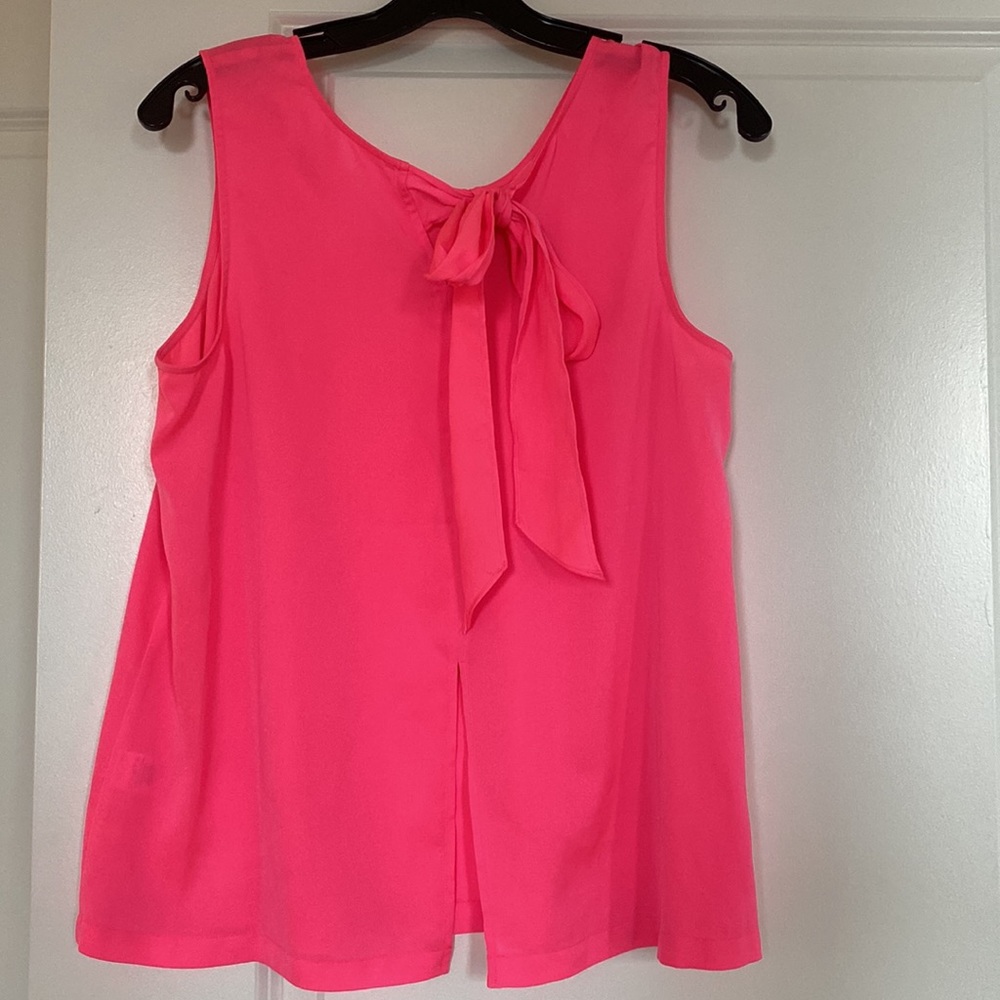 Jcrew hot pink bow tie back top blouse